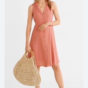 LELIS Size Large Dress Button Down Peach Casual Classic Brunch Summer Party